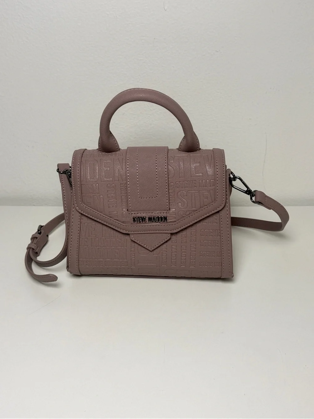 Steve Madden Dusty Mauve Top-Handle Satchel with Detachable Strap